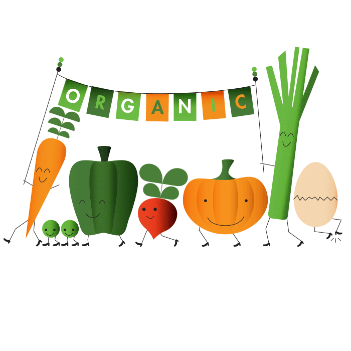 Organic vegetables illustration.